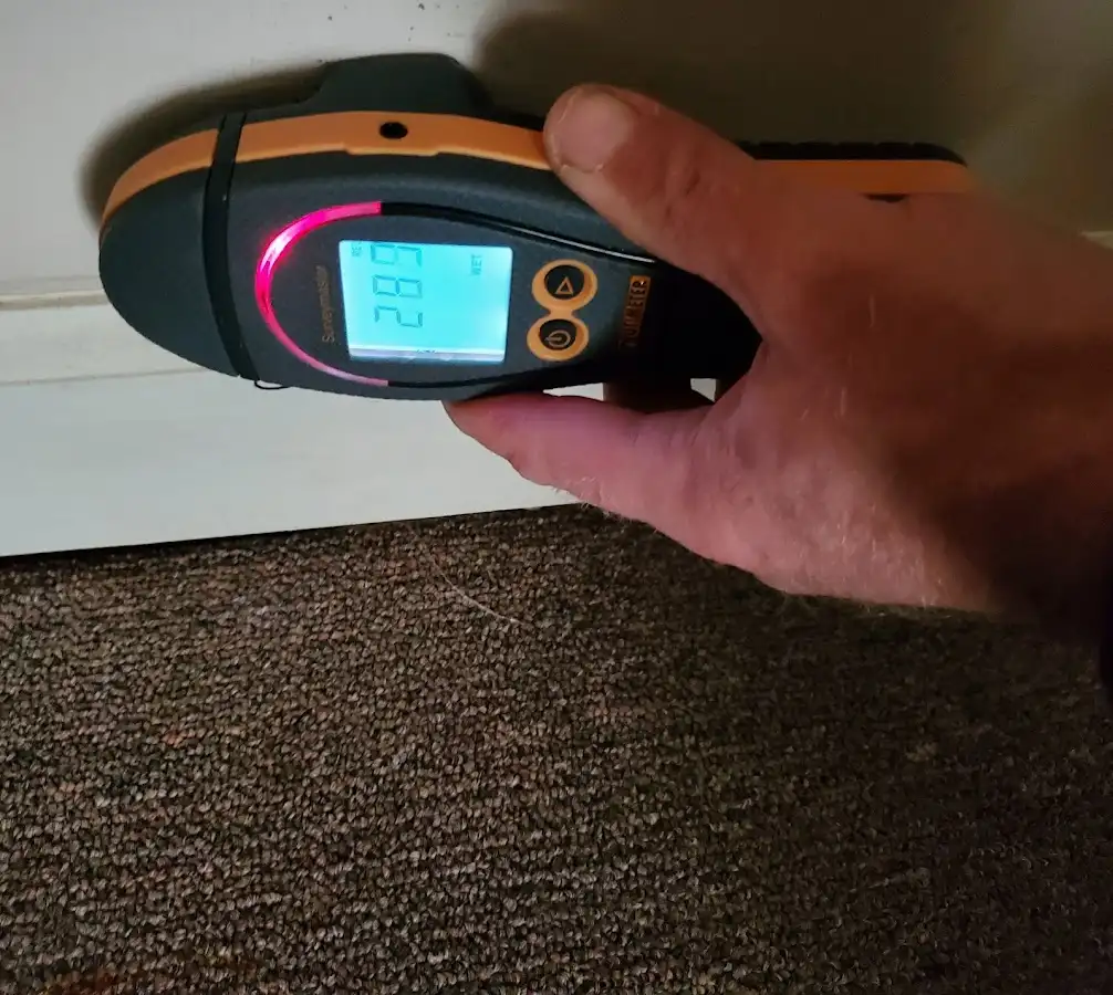 Moisture detection at baseboard during Sewage Cleanup & Sanitation in Waxhaw